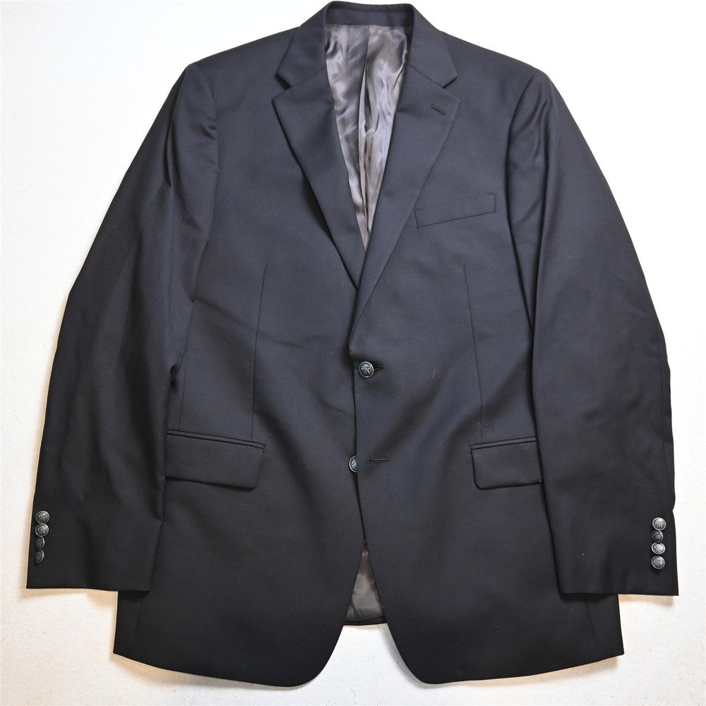 Hart Schaffner Marx 46L Black 100% Wool Soft Shoulder Blazer Jacket Sport Coat